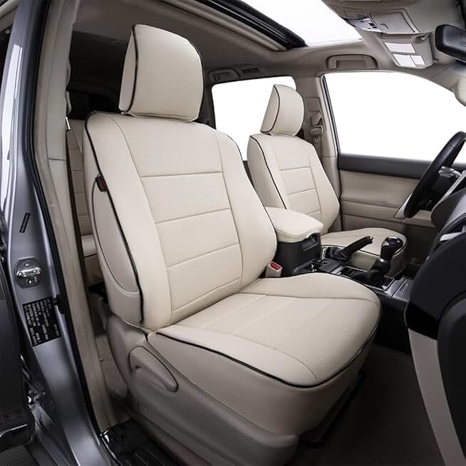 EKR Custom Fit Bronco Sport Car Seat Covers for Select Ford Bronco Sport Base,Big Bend,Heritage 2021 2022 2023 - Leatherette (Beige)