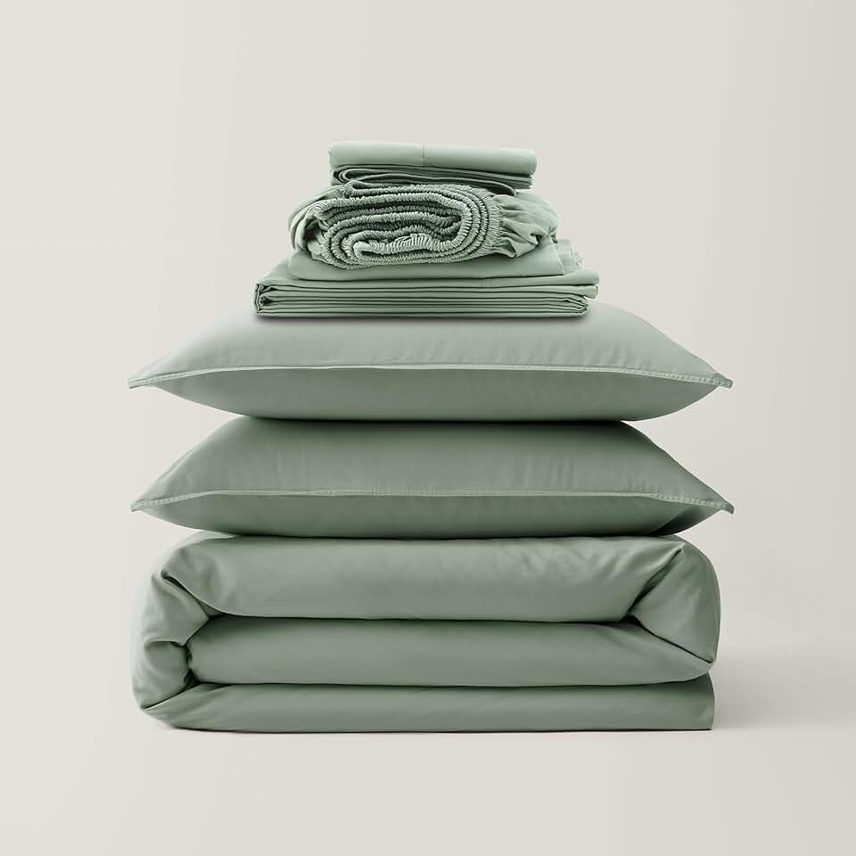 Double Stitch Cotton Tencel Duvet Cover Set and Cotton Tencel Sheet Set, King, 1 Duvet Cover, 106