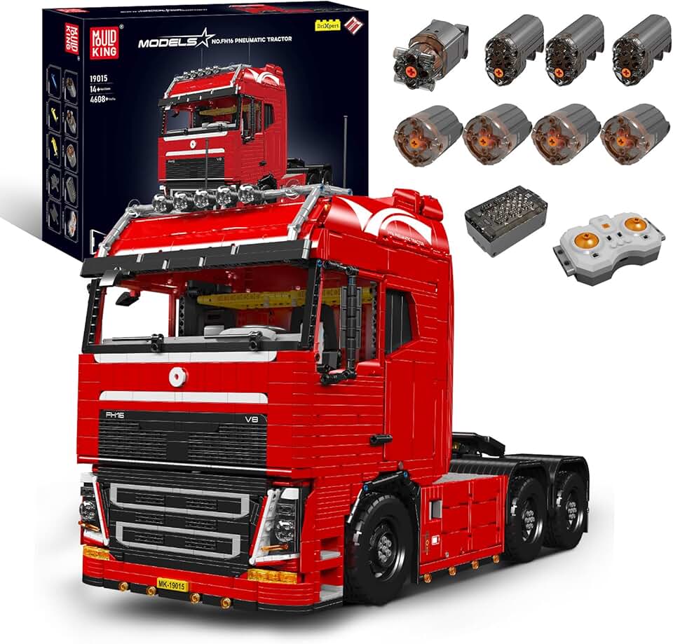 Mould King Tractor Truck Block Kits Model, MOC 19015 Building Blocks Set to Build, Gift for Kids Age 14+/Adult Collections Enthusiasts(4,608 Pieces with Motor/APP Remote Control)