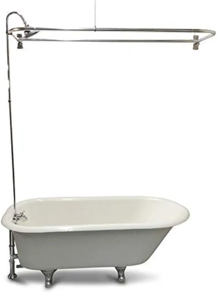 RX2300J JUMBO Clawfoot Tub Add-a-Shower - 60” D-Style Rod with Shower Rings - JUMBO Chrome-Bell Showerhead - B3100 Ball-Valve Technology - 12 Shower-Curtain Rings
