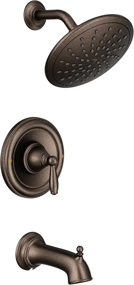 Moen Brantford Oil Rubbed Bronze Posi-Temp Tub and Shower Trim Kit, Including 8-Inch Eco-Performance Rainshower, Shower Lever, and Tub Spout, Valve Required, T2253EPORB