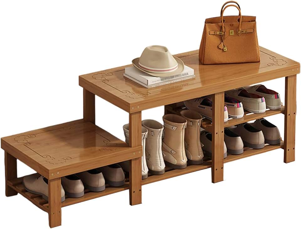 Shoe Rack Bench Short Shoe Rack Bench for Entryway, Tall and Short Combination Shoe Bench ...
