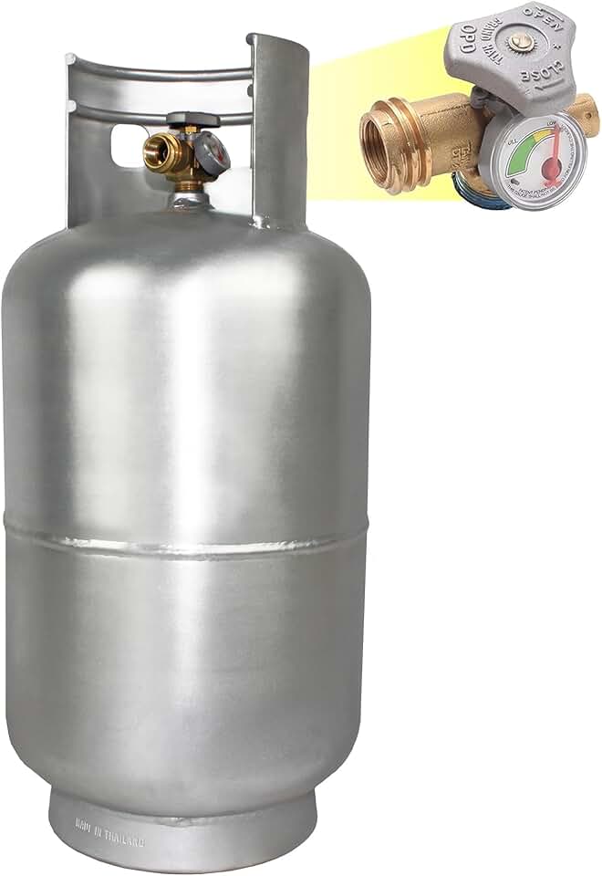 Flame King YSN330-ALM 30LB Aluminum Propane Tank Cylinder with Gauge & OPD Valve, Lightweight, Rugged-Designed for Grills and BBQs, Camping, Fishing, & Outdoor Activities, Gray