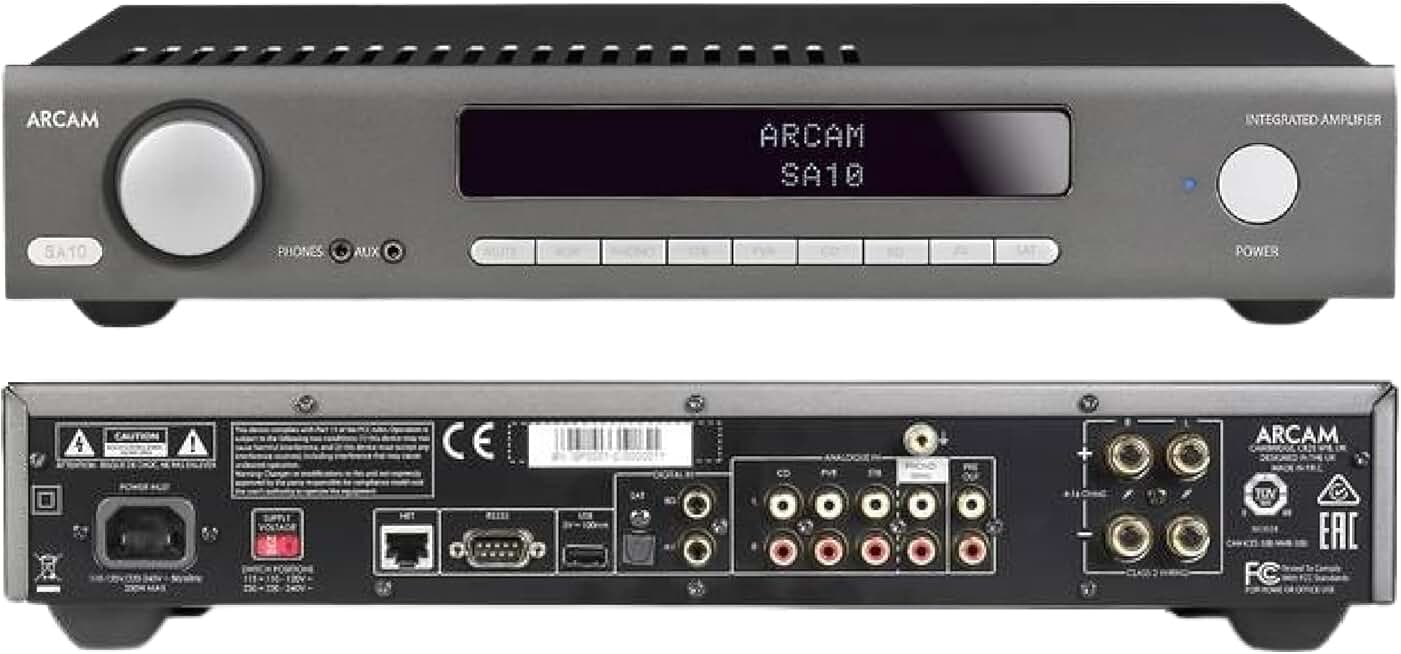 Arcam SA10 Class A/B Integrated Amplifier - 50W of Power Per Channel - 5 Analogue Inputs & 3 Digital Inputs - Easily Connects to Surround Sound System