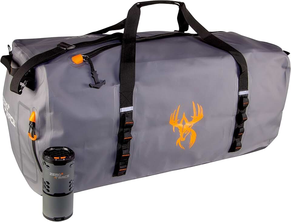 Wildgame Innovations ZeroTrace Scent Elimination Duffel Bag, 120 L | Durable Water-Resistant Hunting Gear Bag with PureION Generator, Removable Holster & Shoulder Strap