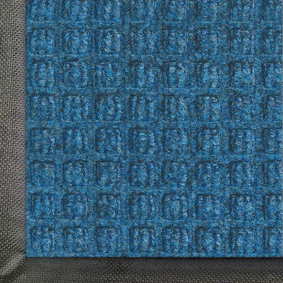 M+A Matting WaterHog | Commercial-Grade Entrance Mat with Rubber Border | Indoor/Outdoor, Quick Drying, Stain Resistant Door Mat | 10' Length x 4' Width, Medium Blue