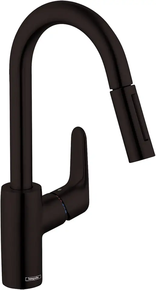 Focus Black Bar Kitchen Faucet, Kitchen Faucets with Pull Down Sprayer, Faucet for Kitchen Sink, Magnetic Docking Spray Head, Matte Black 04506671, 1.75