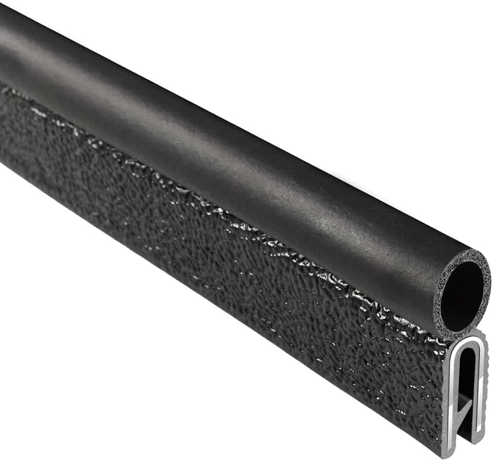 Trim-Lok Trim Seal with Top Bulb – Fits 1/8” Edge, 3/8” Bulb Seal Diameter, 250’ Length – PVC Plastic Trim with EPDM Rubber Seal, Easy to Install for Cars, Boats, RVs, Trucks, and Home Applications