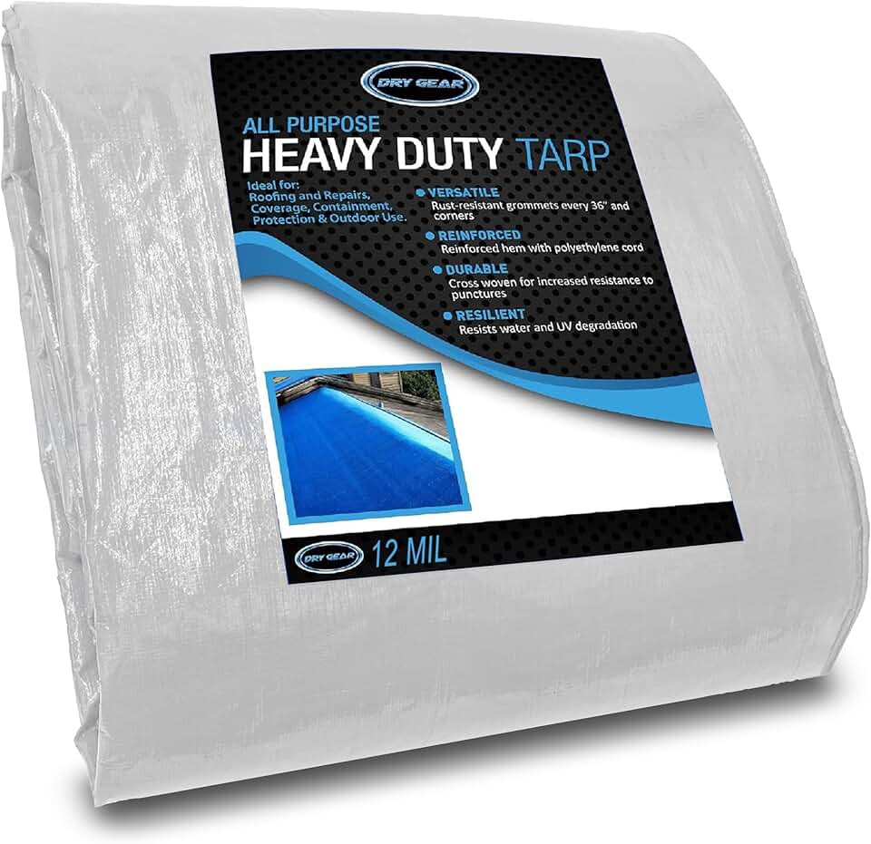 Tarps Heavy Duty Waterproof 30x50 - All Purpose 12 MIL Tarp - High Durability 30x50 Tarp - Construction, Rain Shelter, Outdoor Cover and Camping Use