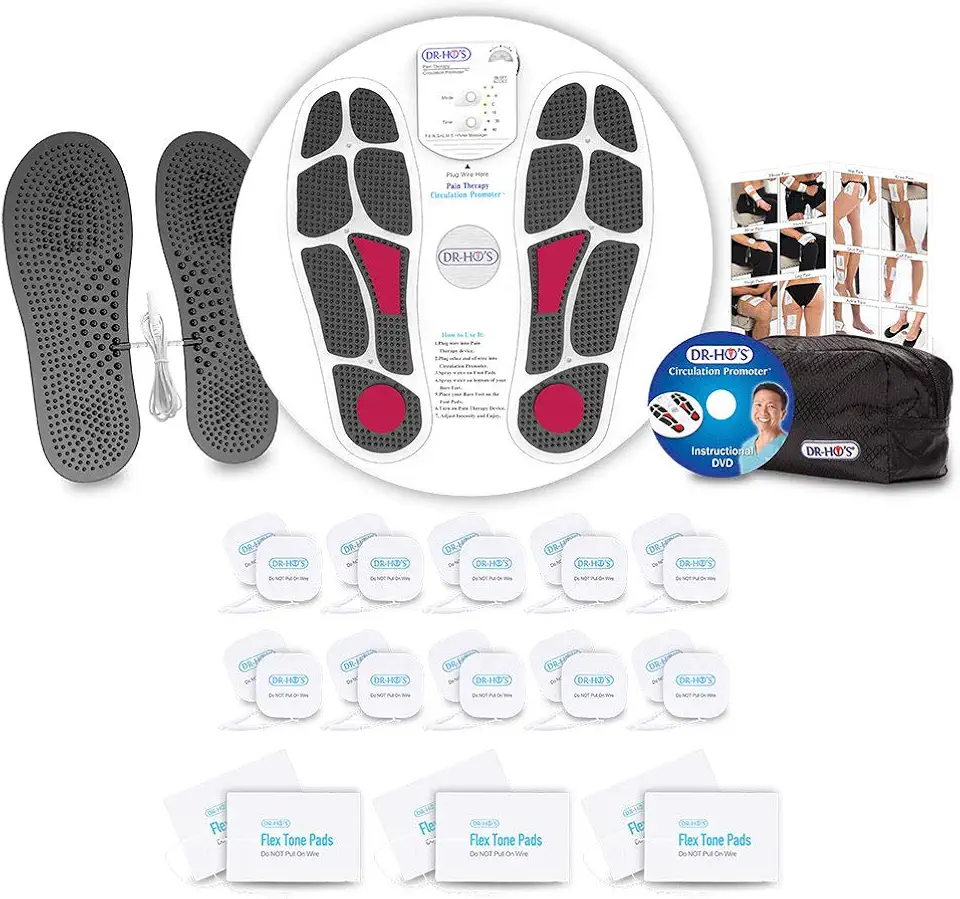 Dr Ho's Circulation Promoter Deluxe Package - TENS Machine, EMS Therapy Proprietary AMP, TENS Unit Muscle Stimulator for Leg Pain and Foot Pain