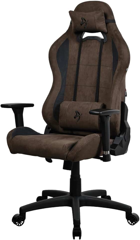 Arozzi Torretta Super Soft Upholstery Fabric Gaming Chair, Breathable Fluid-Repellent Ergonomic Office Chair with Adjustable Height, 3D Armrest & 2 Supportive Pillows (Brown)