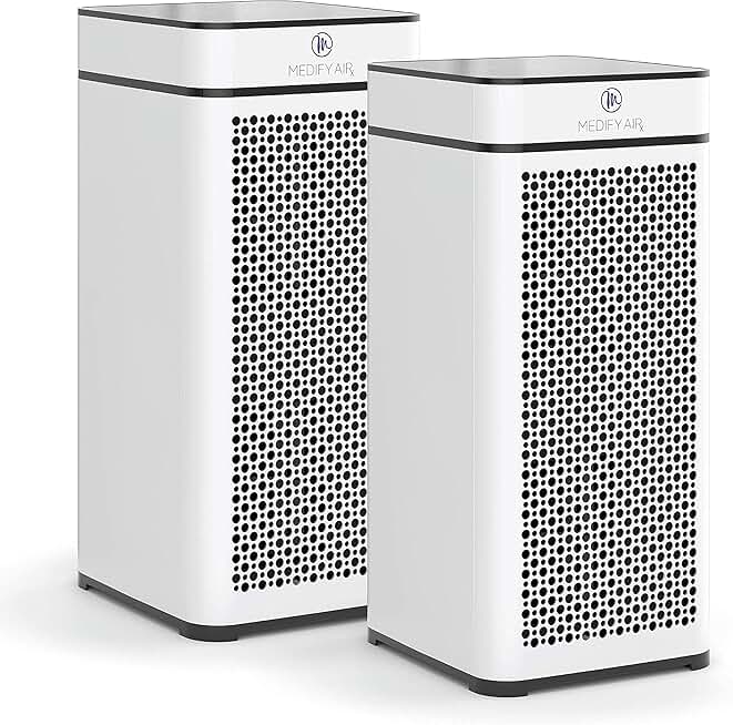 Medify MA-40 Air Purifier with True HEPA H13 Filter | 1,793 ft² Coverage in 1hr for Smoke, Wildfires, Odors, Pollen, Pets | Quiet 99.9% Removal to 0.1 Microns | White, 2-Pack