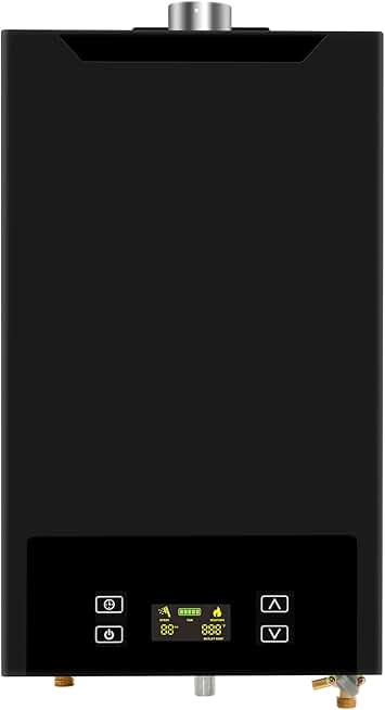 Tankless Water Heater Propane, 4.74GPM 18L Indoor,Instant Hot Propane Gas Water Heater,Constant Propane Water Heater with Fahrenheit Digital Display,Multi-Protection (Black)