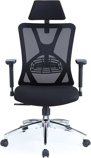 Ticova Ergonomic Office Chair - High Back Desk Chair with Adjustable Lumbar Support, Headrest & 3D Metal Armrest