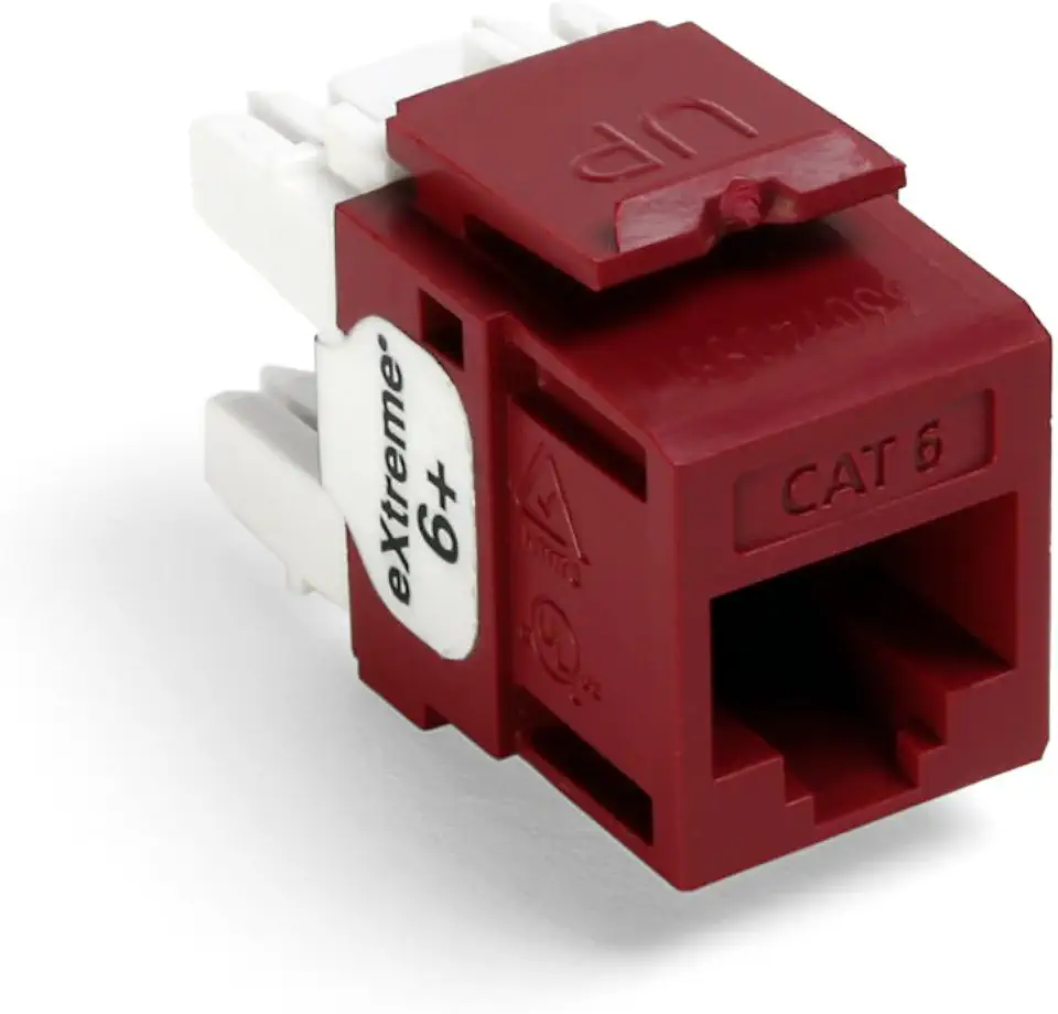 Leviton 61110-BR6 eXtreme 6+ QuickPort Connector, CAT 6, Red, 25-Pack