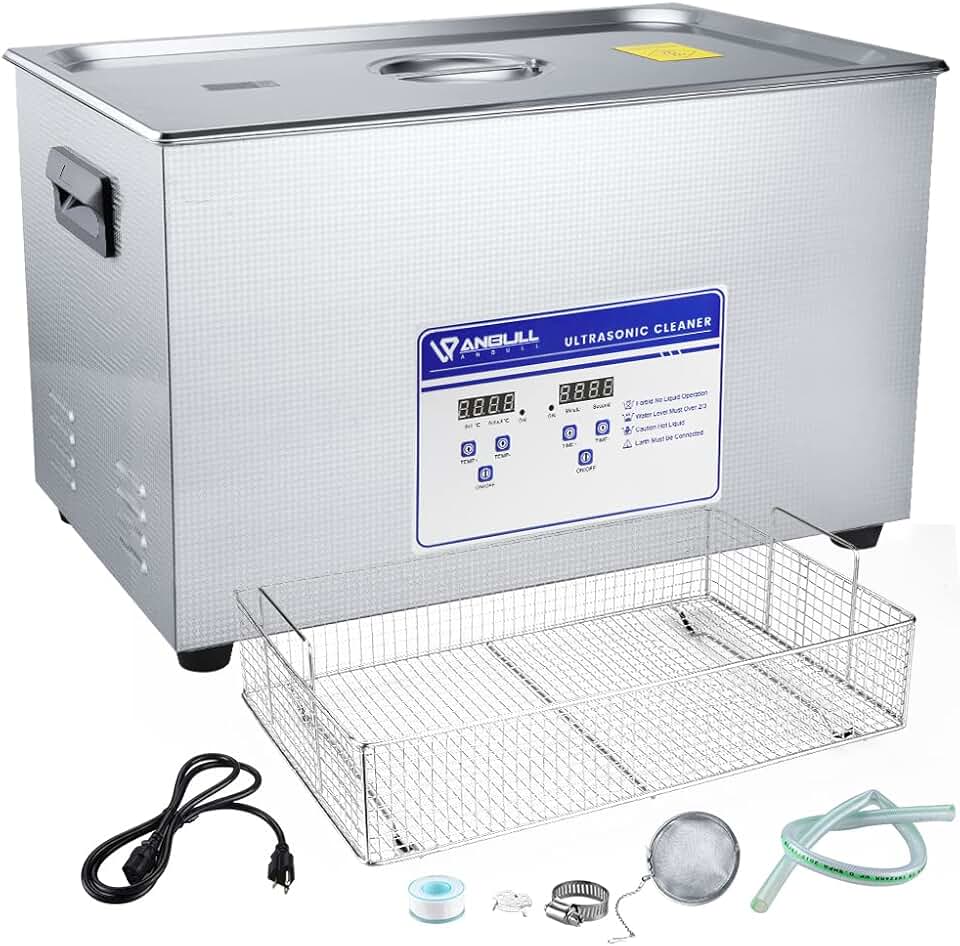 Anbull 22L/5.8Gal 480W Industrial Ultrasonic Cleaner Machine with 304 Stainless Steel and Digital Timer Heater for Wrench Tools Industrial Parts Mental Instrument Apparatus Cleaning,080S