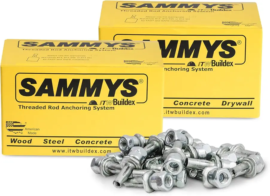 Everflow Sammys 8150922-50 XP 20 3/8 Inch Screw Vertical Expandable Threaded Rod Anchor, Designed for Pipe Hanger, Thin Gauge Purlin, No-Predrilling Required, Steel w/ Electro-Zinc Finish (Pack of 50)