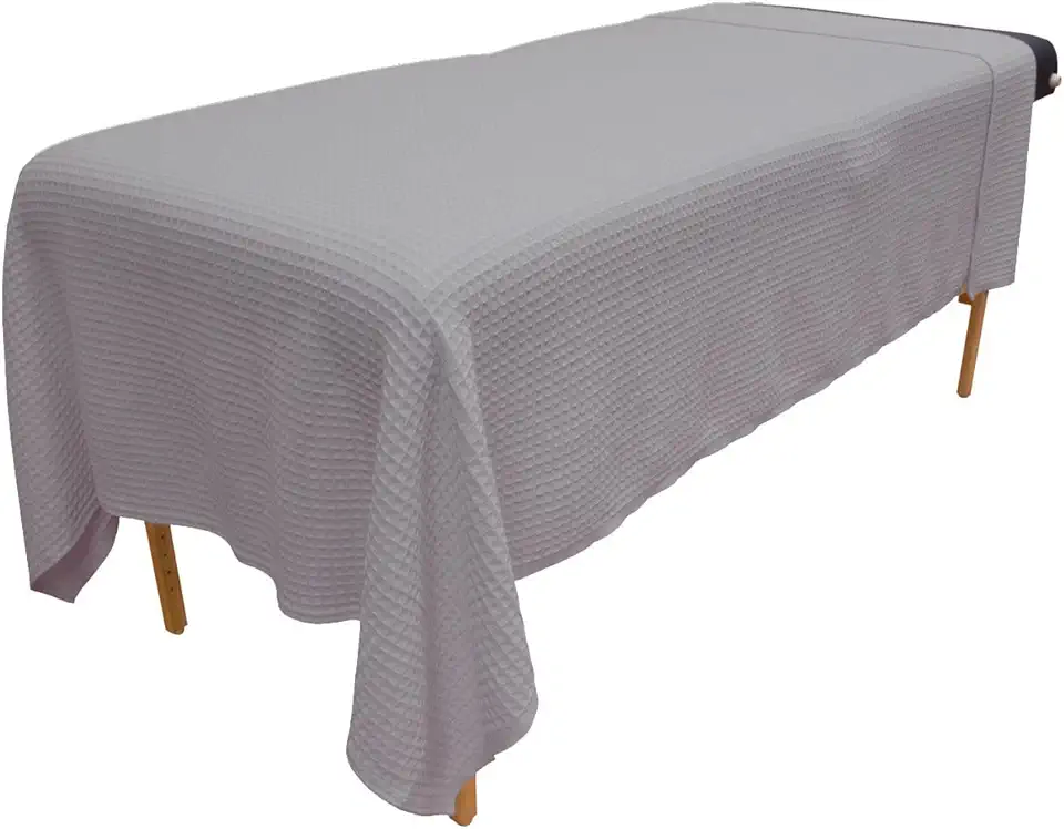 Waffle Weave Massage Table Blankets Soft and Stylish 50/50 Polyester-Cotton Blend - 66 by 90 inches - Available in White, Natural and Gray - 10 Pack Gray