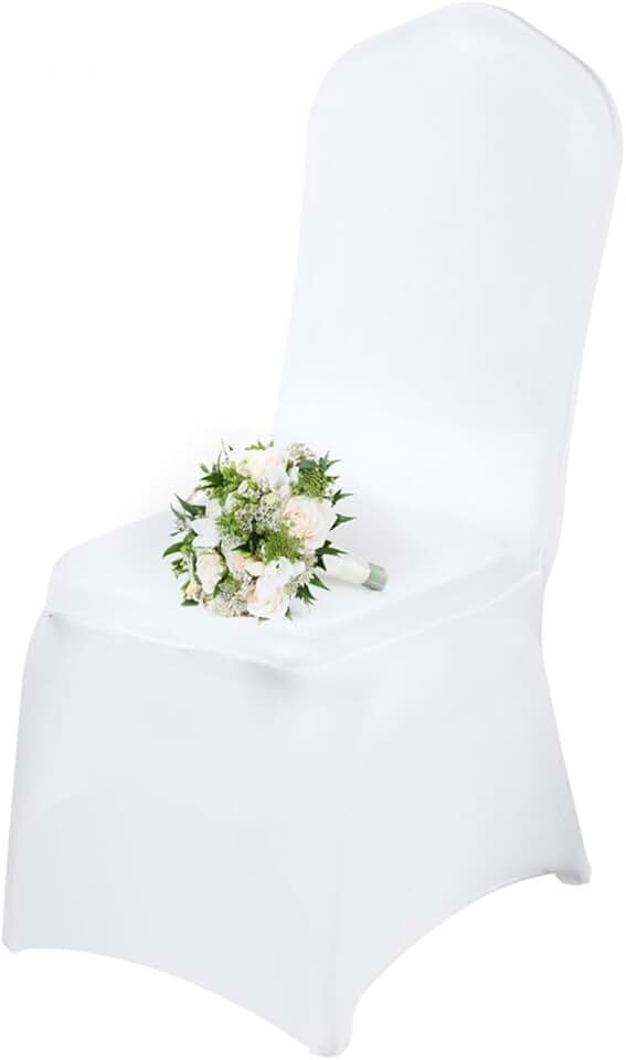 SKYLINE White Chair Covers 150PCS, Stretch Spandex Chair Covers, Polyester Slipcovers Protector, Bulk Chair Covers for Party, Wedding, Banquet, Event, Dinning, Celebration