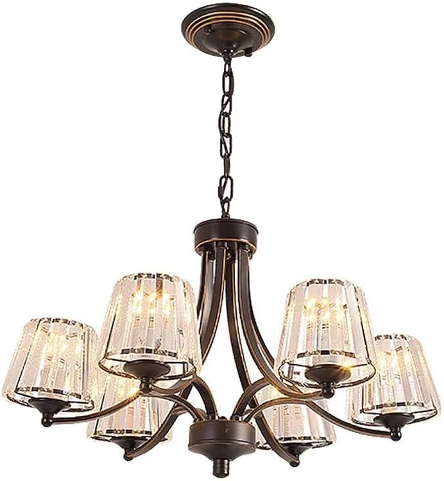 Modern Crystal Chandelier Vintage Black Iron Lighting E26 Luxurious Candle Crystal Lighting for Dining Living Room Foyer Hallway 3 5 6 8 10-Lights-Black 6 Head