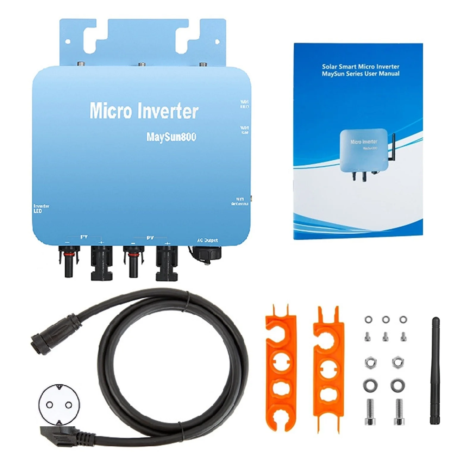 800W Micro Solar Smart Wifi Inverter Grid-Connected Pure Sine Wave MPPT IP65 EU Plug