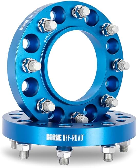 Borne Off-Road Wheel Spacers, 8x165.1, 116.7 Center Bore, M14x1.5, 25mm, Blue