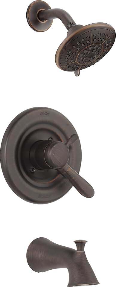 Delta Faucet Lahara 17 Series Dual-Function Tub and Shower Trim Kit with 5-Spray Touch-Clean Shower Head, Venetian Bronze T17438-RB (Valve Not Included)