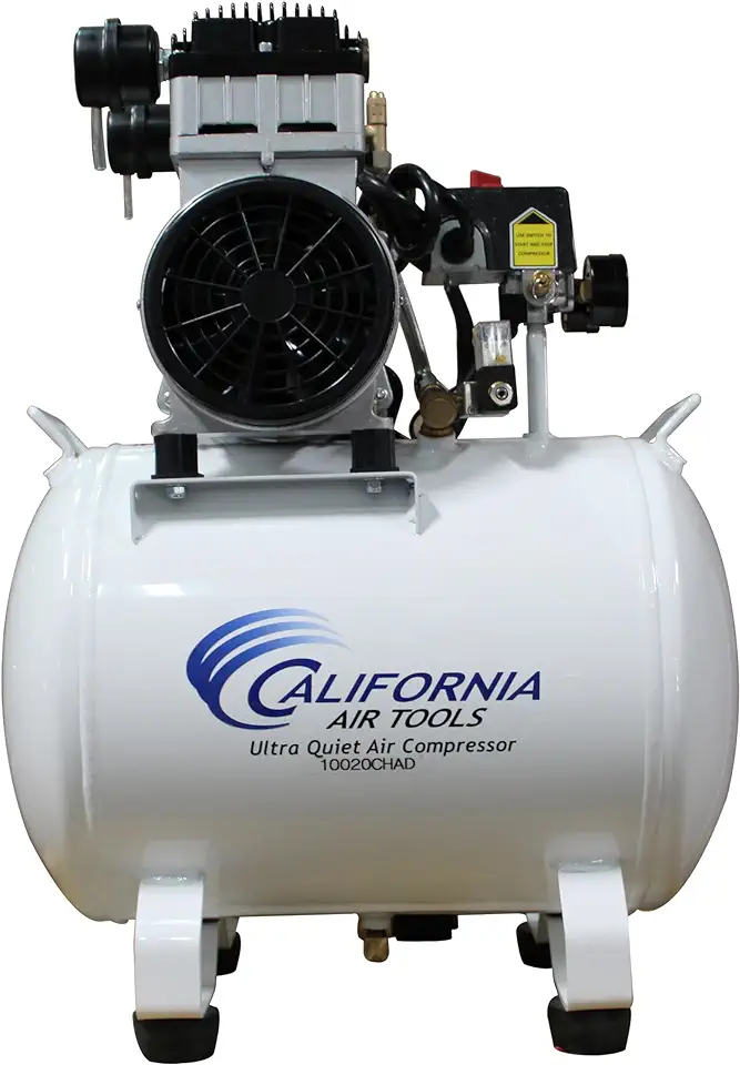 California Air Tools 10020CHAD Ultra Quiet & Oil-Free 2.0 Hp, 10.0 Gal. Steel Tank Air Compressor with Auto Drain Valve