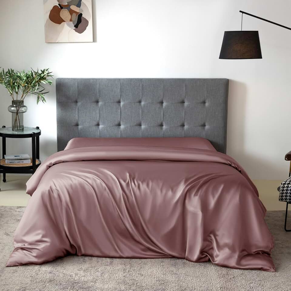 THXSILK Silk Duvet Cover, 100% 7A+ Mulberry Silk Comforter Cover, Seamless, Breathable, Easy Care Zipper Closure, 1 Duvet Cover Only - King, Purple