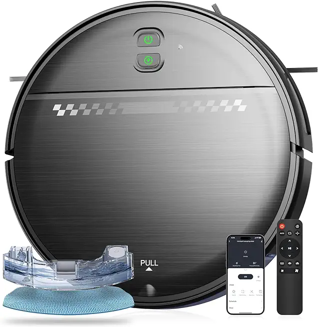 Robot Vacuum and Mop Combo, Robot Vacuum with Wi-Fi/APP, Self-Charging Robot Vacuum and Mop Ultra Slim Quiet, Ideal for Hard Floor, Pet Hair and Daily Cleaning