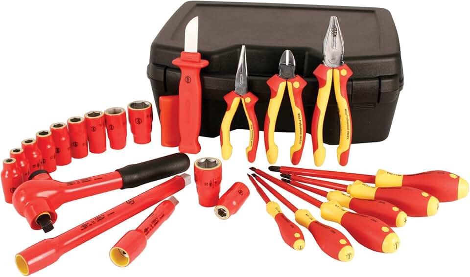 Wiha 31691 1/2-Inch Drive Socket Set, Metric, Insulated, 24 Piece