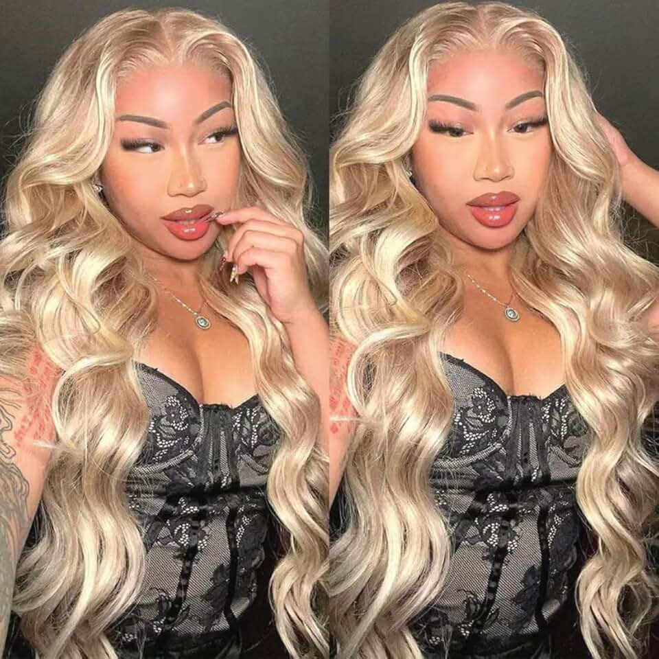 Nadula Hair Pre Everything 24 Inch Dark Blonde 613 Body Wave Wig Human Hair, Put On & Go 13x4 Lace Front Glueless Wigs Bye Bye Knots Pre-Cut Lace Frontal Wig 150% Density
