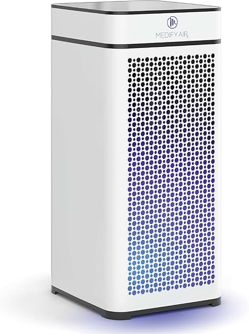Medify MA-40 UV Light Air Purifier with True HEPA H14 Filter | 1,793 ft² Coverage in 1hr for Wildfires Smoke, Odors, Pollen, Pets | Quiet 99.9% Removal to 0.1 Microns | White, 1-Pack