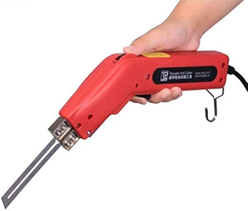 Soldering 220V 200W Hot Heating Knife Cutter Fabric Rope Electric Cutting Tools Heated Knife Thermal Cutting Equipment with 20cm Blade - (Power: 200W, Color: Red, Plug Type: EU)