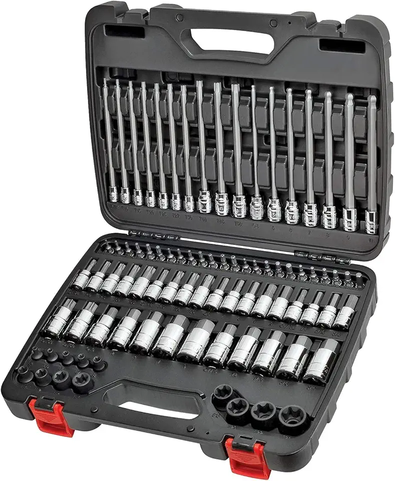 CARBYNE 84 Piece Master Hex & Torx Bit Socket Set & External Torx (eTorx, Female Torx) Socket Set | S2 Steel Bits, CrV Steel Sockets, Corrosion Resistance, Durable Case | 1/4