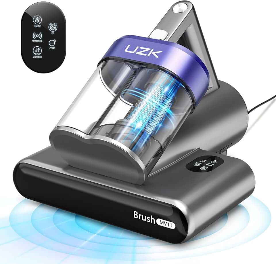 Mattress Vacuum Bed Vacuum Cleaner with UV-C Light,16Kpa Suction 500W Powerful and Double-Cup,Handheld Vacuums with Heating & Ultrasonic & Anion & Aromatherapy for Bed Dust Pet Hair(Corded,Purple)