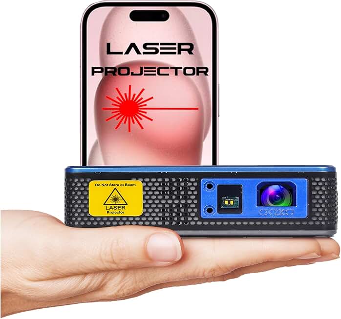 AAXA M8 Laser Projector Worlds Brightest Battery 4K Laser Projector 1200 Laser Lumens 150 Min battery, AutoKeystone Efocus Android Onboard USBC Mirroring HDMI