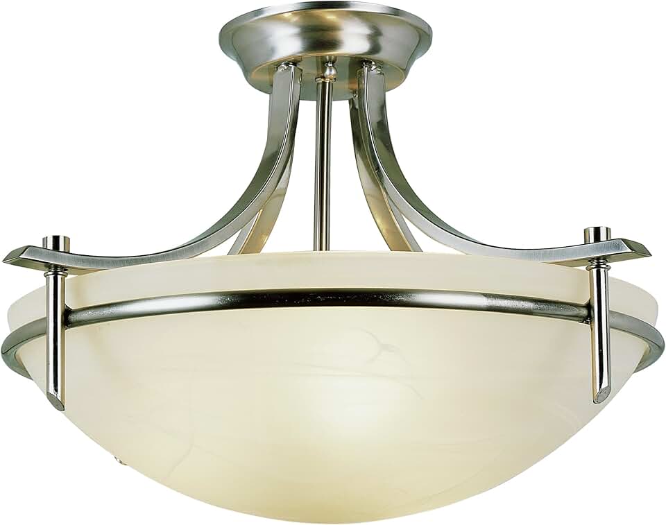 Bel Air Lighting TG8172 BN Transitional Three Semi Flush Mount Outdoor-Post-Lights, Pewter, Nickel, Silver