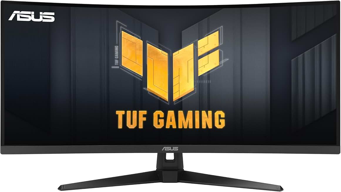 ASUS TUF Gaming 34” Ultra-Wide Curved Monitor (VG34VQ3B) – 21:9 QHD (3440x1440), 180Hz, 1ms, Extreme Low Motion Blur Sync, FreeSync Premium, Speaker, 90% DCI-P3, DisplayWidget Center, 3 yr Warranty