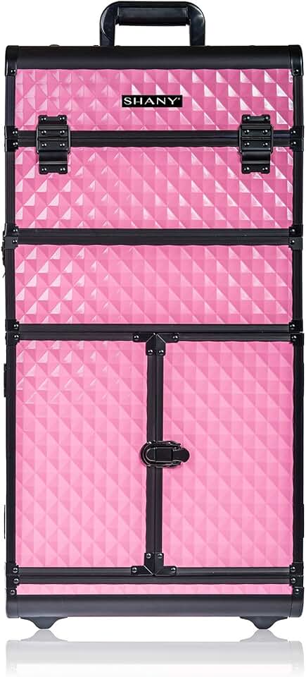 SHANY REBEL Series Pro Makeup Artists Rolling Train Case - Trolley Case - Provocative Rose