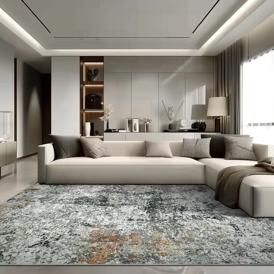 Modern Abstract Washable Area Rug - 10x14 Large Living Room Rugs Soft Stain Resistant Non Slip Neutral Low Pile Accent Carpet for Bedroom Dining Room Home Studio College Office - Grey/Black/Brown