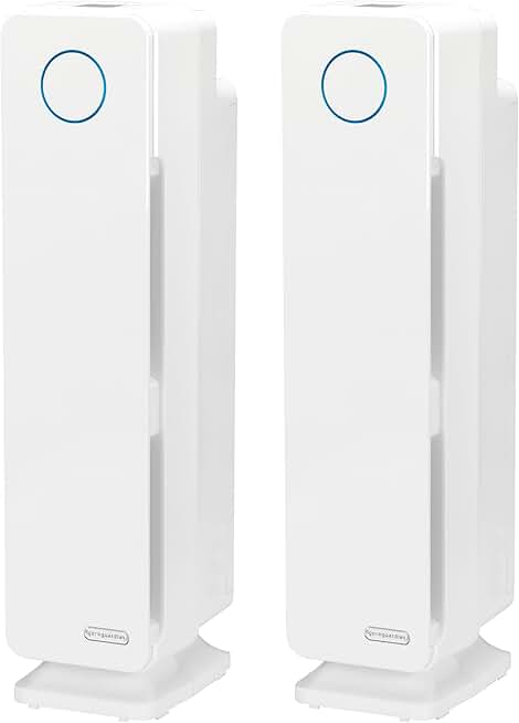GermGuardian Air Purifier for Home, Large Rooms, H13 HEPA Filter, Removes Dust, Allergens, Smoke, Pollen, Odors, Mold, UV-C Light Helps Reduce Germs, 28 Inch, 2- Pack, White, AC5350W2PK