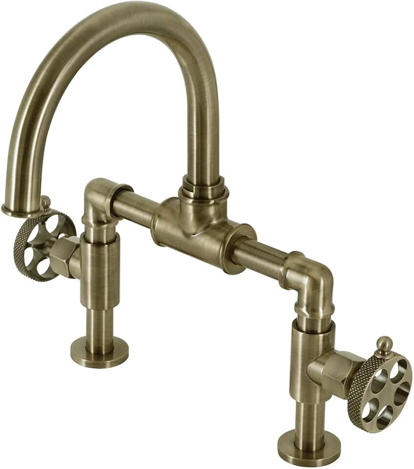 Kingston Brass KS2173RKX Webb Bridge Bathroom Faucet, Antique Brass, 12.63 x 6.5 x 12.5