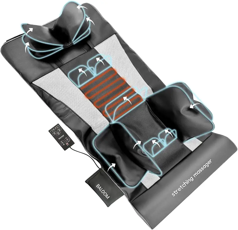 Stretching Massager Mat for Back, Neck, and Body Pain Relief with Soothing Heat | Workout, Yoga, Exercise | Adjustable Programs & Intensity Supports Deep Acupressure