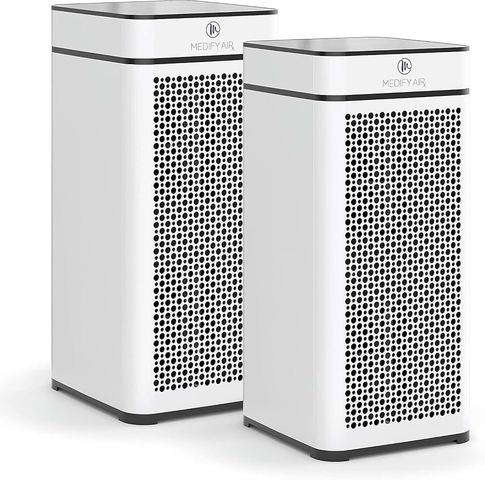 Medify MA-40 Air Purifier with True HEPA H13 Filter | 1,793 ft² Coverage in 1hr for Smoke, Wildfires, Odors, Pollen, Pets | Quiet 99.9% Removal to 0.1 Microns | White, 2-Pack