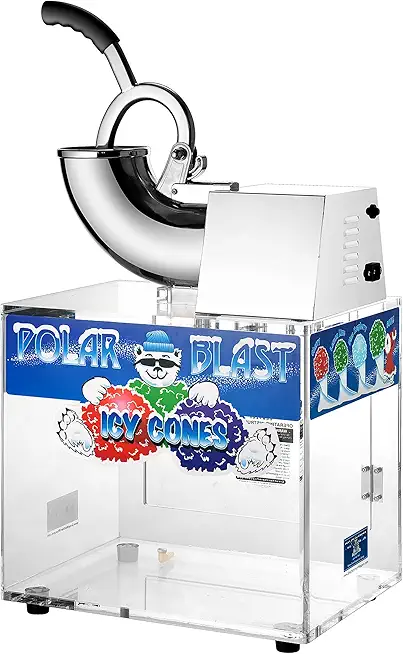 Great Northern Popcorn Polar Blast Snow Cone Machine Acrylic Crushed Maker Grinds Up to 500lbs of Ice Per Hour for Parties, Events
