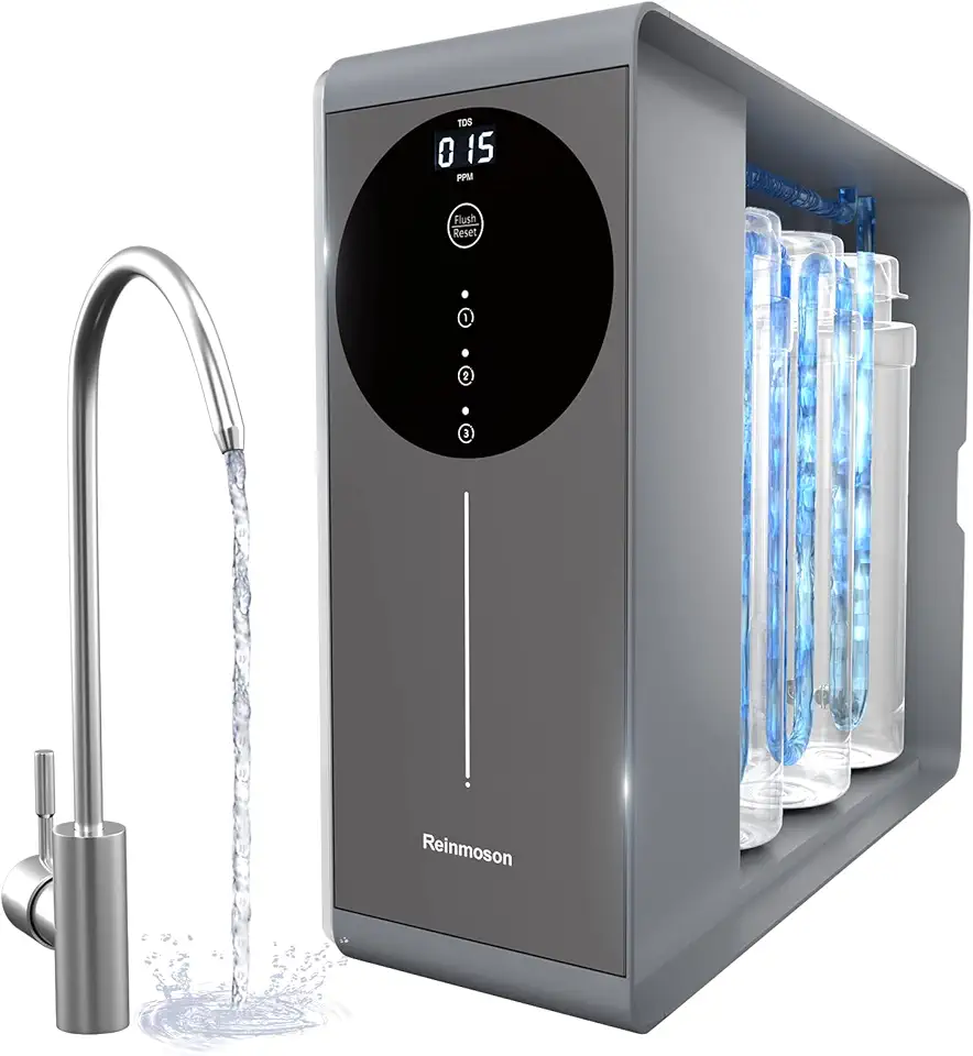 8 Stage Tankless Reverse Osmosis System NSF Certifed TDS Reduction 500GPD RO Water Filter System Under Sink Reverse Osmosis Water Filtration System for Home Kitchen Apartment (RMS-WP-RO500)