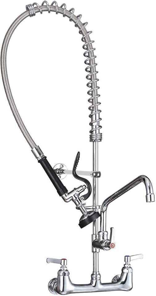 MSTJRY Commercial Sink Faucet with Pre Rinse Sprayer, 35”Height 8