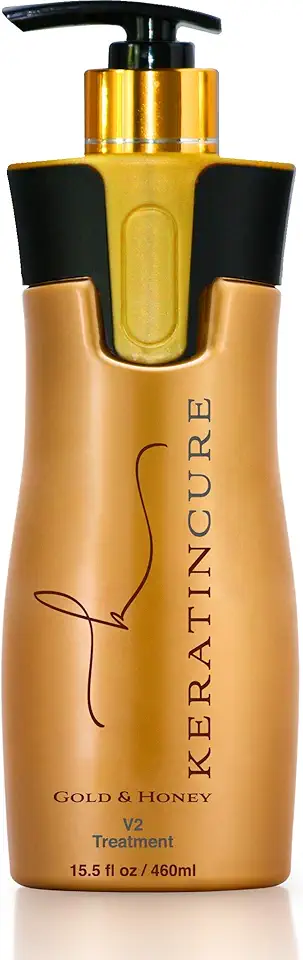 Keratin Cure Best Treatment Gold and Honey V2 Creme 15 Ounces Intensive Collagen Professional Complex with Argan Oil Nourishing Straightening Damaged Dry Frizzy Curly African Ethnic Wavy Hair