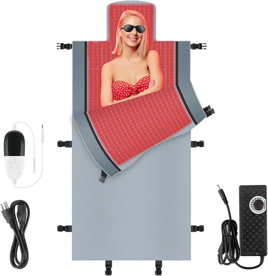 2024 New 3100pcs Dual Wavelength LED Beads 660nm&850nm Red Light Therapy Mat Full Body Used to Relieve Pain 71''x 33''（Gray）
